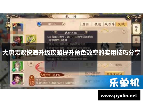 大唐无双快速升级攻略提升角色效率的实用技巧分享